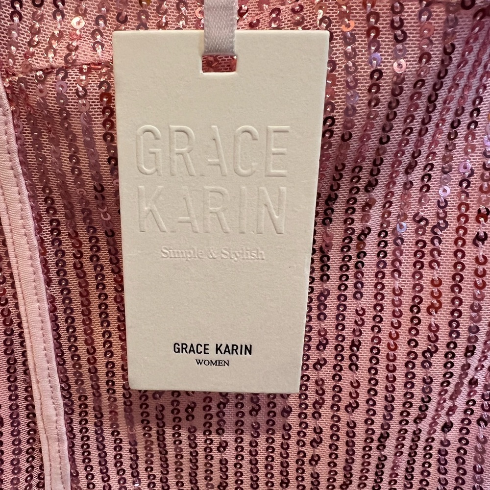 Grace Karin Pink Sequin Camisole Tank - Picture 2 of 4